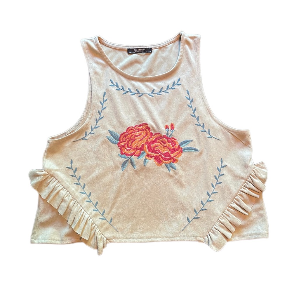 Zara Southwest Ruffle Crop Tank
